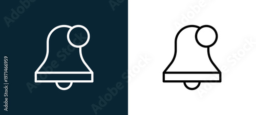 Two-color notification outline icon pair in black and white, editable stroke vector illustration for web, mobile apps, UI design, branding, and print from essentials