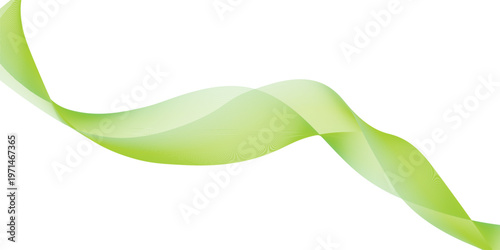 Abstract green eco wave design featuring a curved ribbon element on a white background for a natural spring business banner or vector wallpaper template