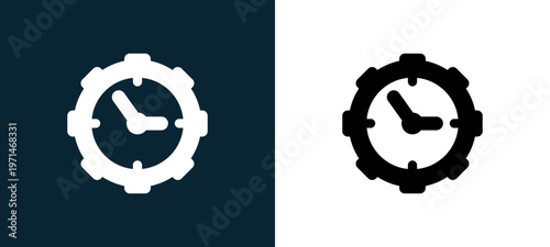 Two-color watch outline icon pair in black and white, editable stroke vector illustration for web, mobile apps, UI design, branding, and print from watches
