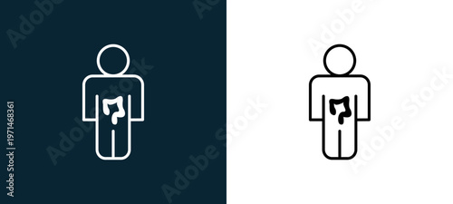 Two-color man outline icon pair in black and white, editable stroke vector illustration for web, mobile apps, UI design, branding, and print from body parts