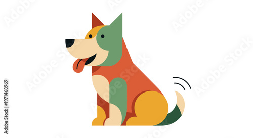 Dog Geometric Illustration of a Friendly Canine with a Happy Expression