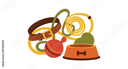 Pet Dog Accessories with Collar Leash Toy and Feeding Bowl