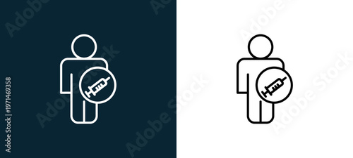 Two-color male outline icon pair in black and white, editable stroke vector illustration for web, mobile apps, UI design, branding, and print from body parts