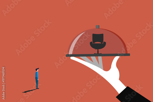 Professional career opportunity being presented on a platter. concept of executive recruitment, headhunting, and red carpet treatment for top tier talent