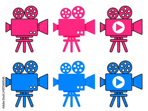 映画のビデオカメラのイラスト素材セット3