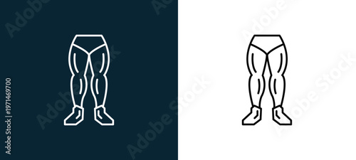 Two-color male legs couple outline icon pair in black and white, editable stroke vector illustration for web, mobile apps, UI design, branding, and print from body parts