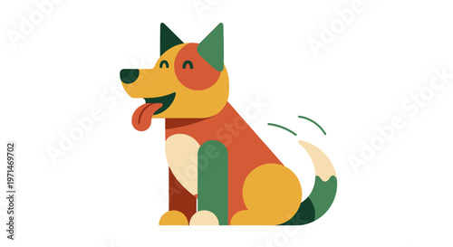 Dog Graphic Design in Retro Style with a Cheerful Expression