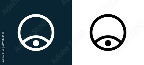 Two-color circular shape variant with dot outline icon pair in black and white, editable stroke vector illustration for web, mobile apps, UI design, branding, and print from body parts