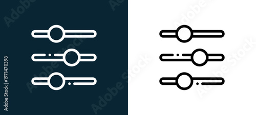 Two-color bar outline icon pair in black and white, editable stroke vector illustration for web, mobile apps, UI design, branding, and print from TAB BAR AND SETTINGS
