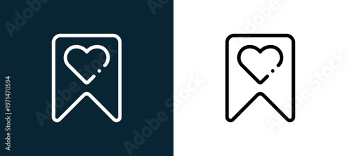 Two-color wishlist outline icon pair in black and white, editable stroke vector illustration for web, mobile apps, UI design, branding, and print from TAB BAR AND SETTINGS