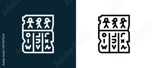 Two-color hiero outline icon pair in black and white, editable stroke vector illustration for web, mobile apps, UI design, branding, and print from desert