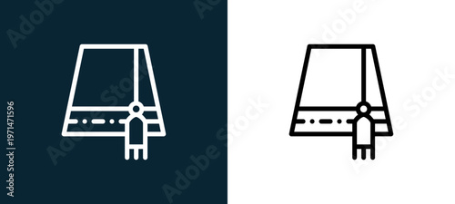 Two-color hat outline icon pair in black and white, editable stroke vector illustration for web, mobile apps, UI design, branding, and print from desert