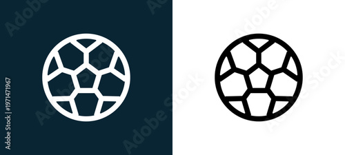 Two-color football outline icon pair in black and white, editable stroke vector illustration for web, mobile apps, UI design, branding, and print from holland
