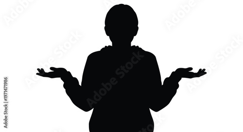 A person with outstretched hands questioning pose dark shape silhouette
