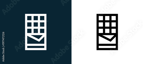 Two-color chote outline icon pair in black and white, editable stroke vector illustration for web, mobile apps, UI design, branding, and print from holland
