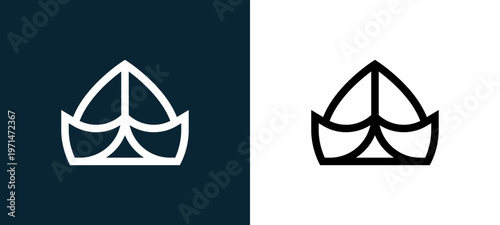 Two-color hat outline icon pair in black and white, editable stroke vector illustration for web, mobile apps, UI design, branding, and print from holland