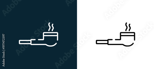Two-color pipe outline icon pair in black and white, editable stroke vector illustration for web, mobile apps, UI design, branding, and print from pirates