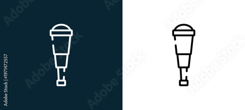 Two-color spyglass outline icon pair in black and white, editable stroke vector illustration for web, mobile apps, UI design, branding, and print from pirates
