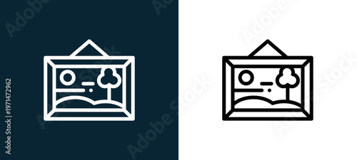 Two-color canvas outline icon pair in black and white, editable stroke vector illustration for web, mobile apps, UI design, branding, and print from home and living