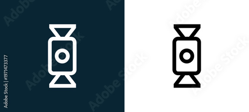 Two-color candy outline icon pair in black and white, editable stroke vector illustration for web, mobile apps, UI design, branding, and print from water park