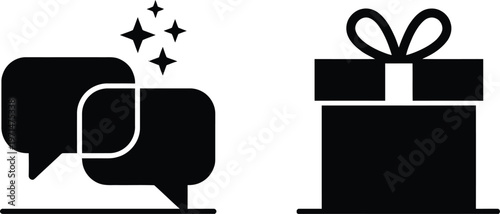 Conversation bubbles merging into a gift box symbolizing thoughtful communication and gifting.