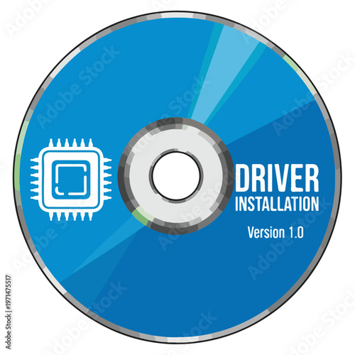 Blue Computer Driver Installation Compact Disc Vector Template