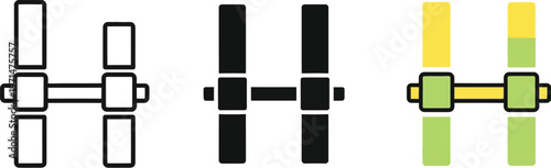 Three styled slider icons vector illustration graphic design set showing interface level controls for modern digital technology elements.