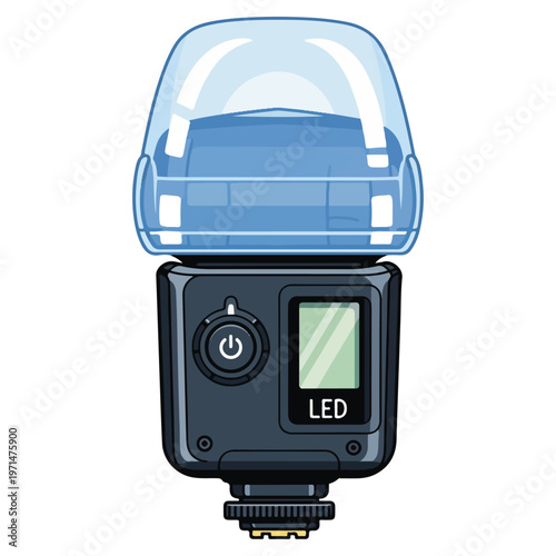 camera flash speedlight led cartoon vector illustration