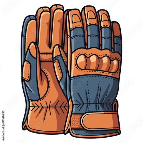 cartoon leather work glove vector illustration