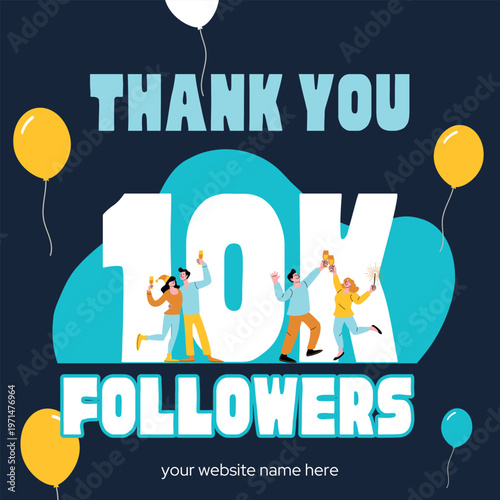 Blue Illustration 10K Followers Thank You Instagram Post