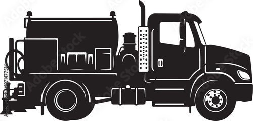 Black truck, tanker truck, vehicle illustration, transportation icon, industrial truck