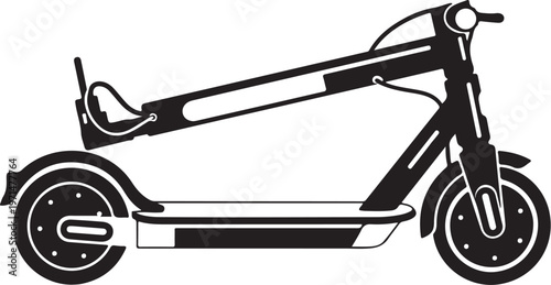 Electric scooter, black and white illustration, modern e-scooter, urban transportation