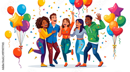 Diverse Group of Friends Celebrating Joy.