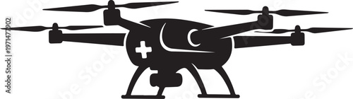Drone, medical drone, rescue drone, black drone icon, vector drone