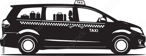 Black taxi van silhouette, vector illustration, transportation icon, luggage transport