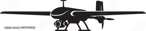 Drone, aircraft, vehicle, silhouette, black, icon, vector graphic