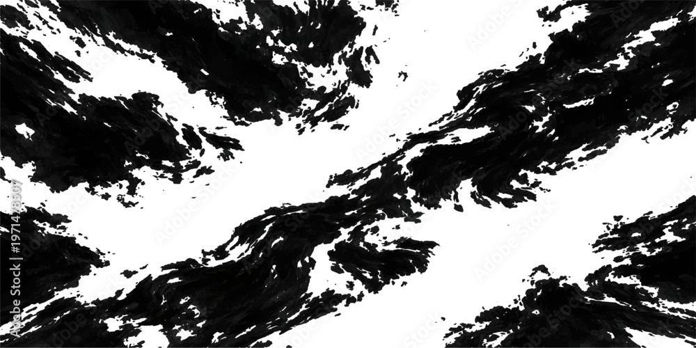 Obraz premium Black and white abstract grunge background with ink splashes and texture