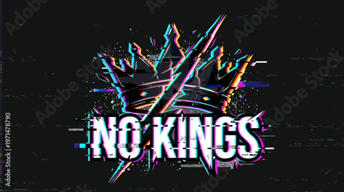 Futuristic Neon No Kings Design on Dark Background