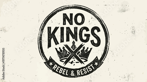 Graphic Design of 'No Kings' Badge with Crown Symbol