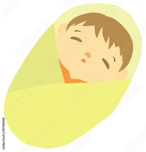 おくるみに包まれた赤ん坊のイラスト ベクター素材