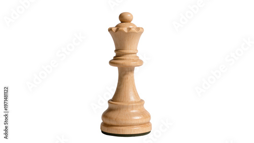 Quadro su tela Light wood queen chess piece with detailed carvings, isolated on transparent bac