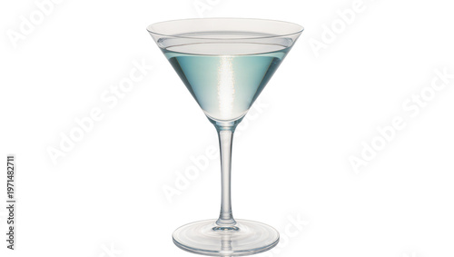 Clear martini cocktail in a stemmed glass, isolated on transparent background
