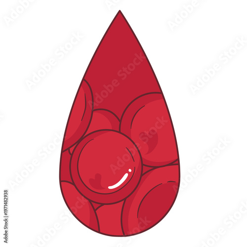 Red blood drop with erythrocyte cells medical anatomy graphic