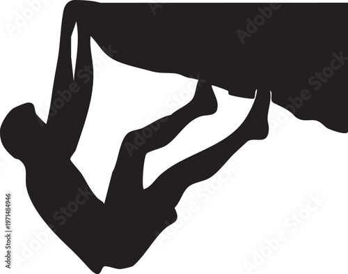 Climber Holding Roof Edge Both Hands Vector Silhouette