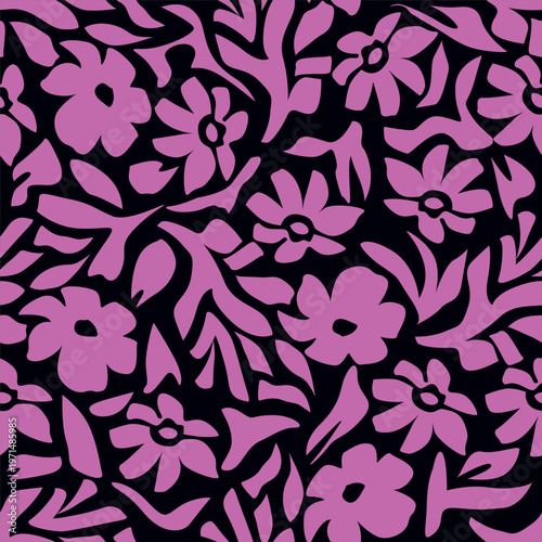 Big flowers pattern, upscale floral pattern. graphical textures floral, trendy colors pattern , flowers background with leaves. vector illustration.
