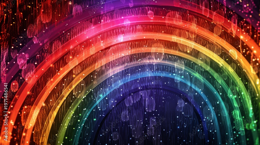 Naklejka premium Vibrant abstract rainbow with glowing digital effects