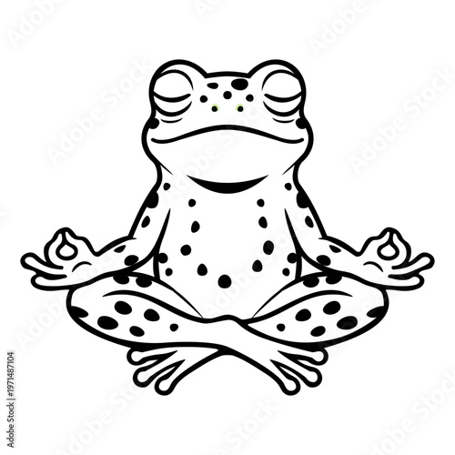 Black Line Frog Meditation Illustration Character Vector Logo Template