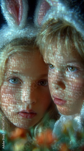 Colorful easter excitement: little adventurers in bunny ears. Market forecast. Floral garden eggstravaganza: kids enjoy easter egg hunt. Investment strategy. Risk assessment.