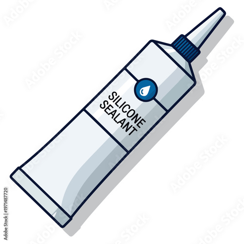 Silicone Sealant Tube Flat Vector Illustration