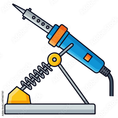 Soldering Iron Flat Vector Illustration with Work Stand